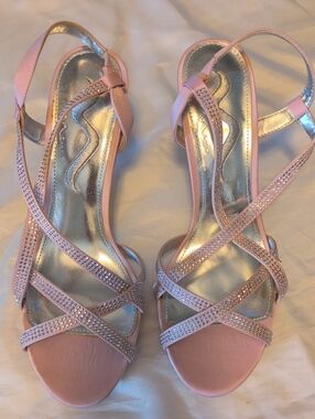 Women’s Pink Strappy Rhinestone Heels by Nina, Size 9